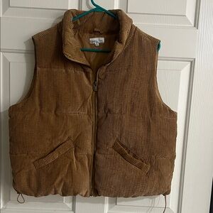 Grace & Lace Tan Corduroy Puffer Vest